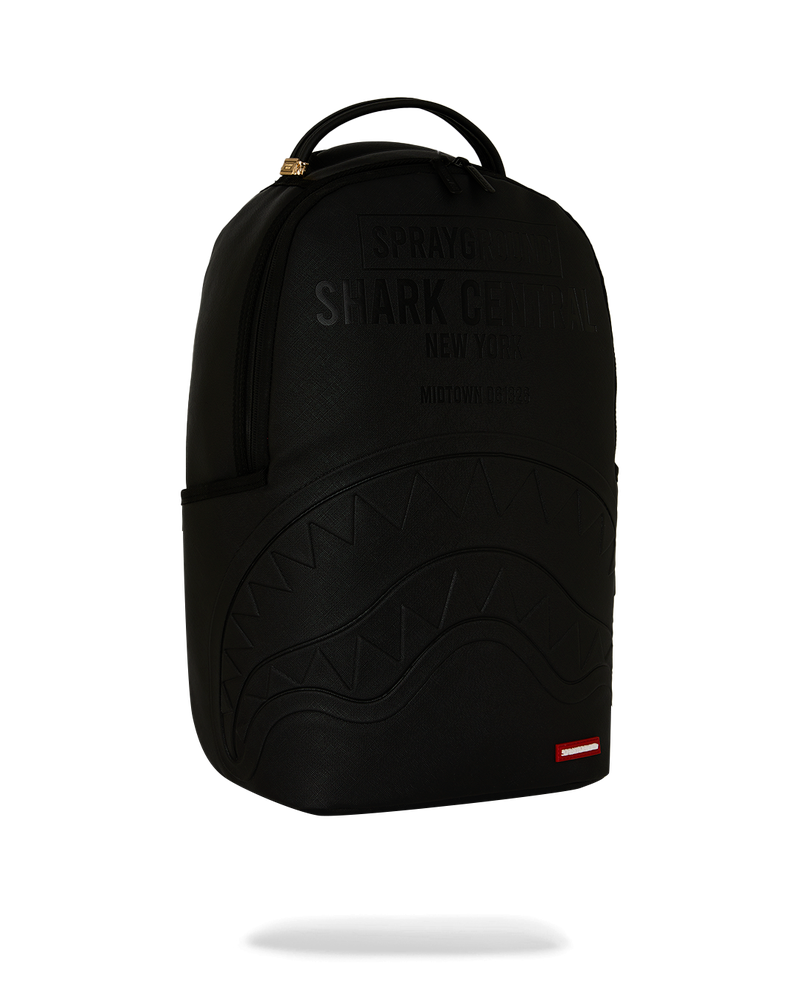 Sprayground Shark Central Embossed Black Nylon Backpack