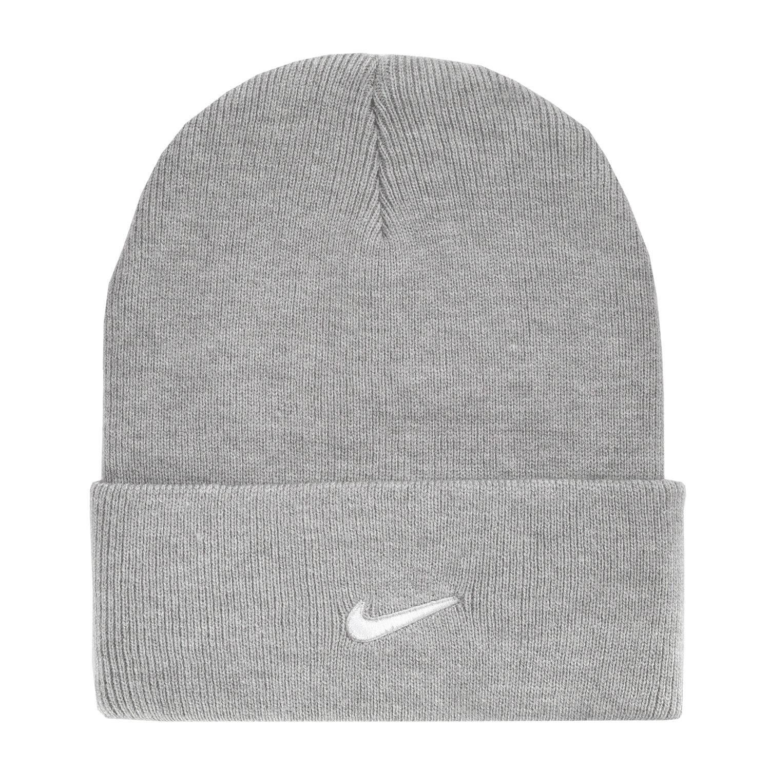 Nike Peak Swoosh Beanie Hat - Dark Grey Heather/White 1