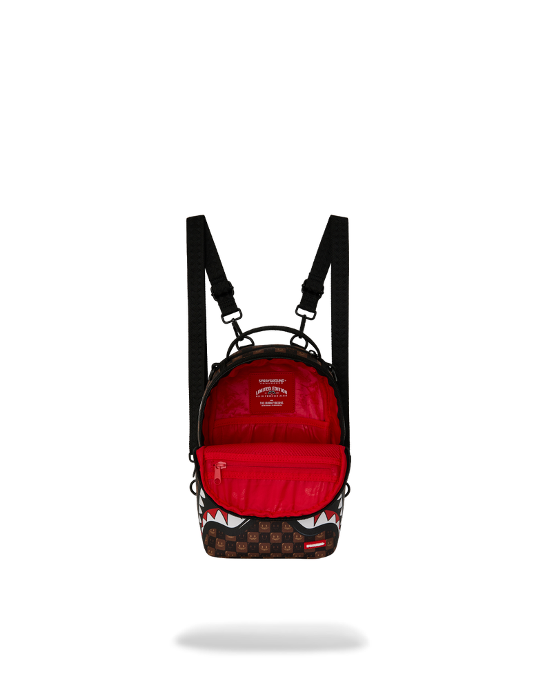 Sprayground Sharks In Paris Wtf Bubble Brown Check Mini Backpack