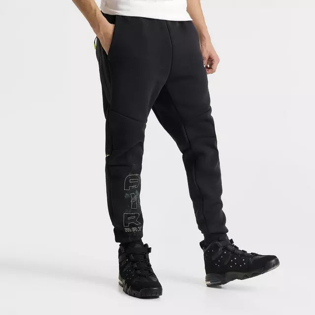 Men's Nike Tech Fleece Air Max Jogger Pants - Black/Neon Yellow 3