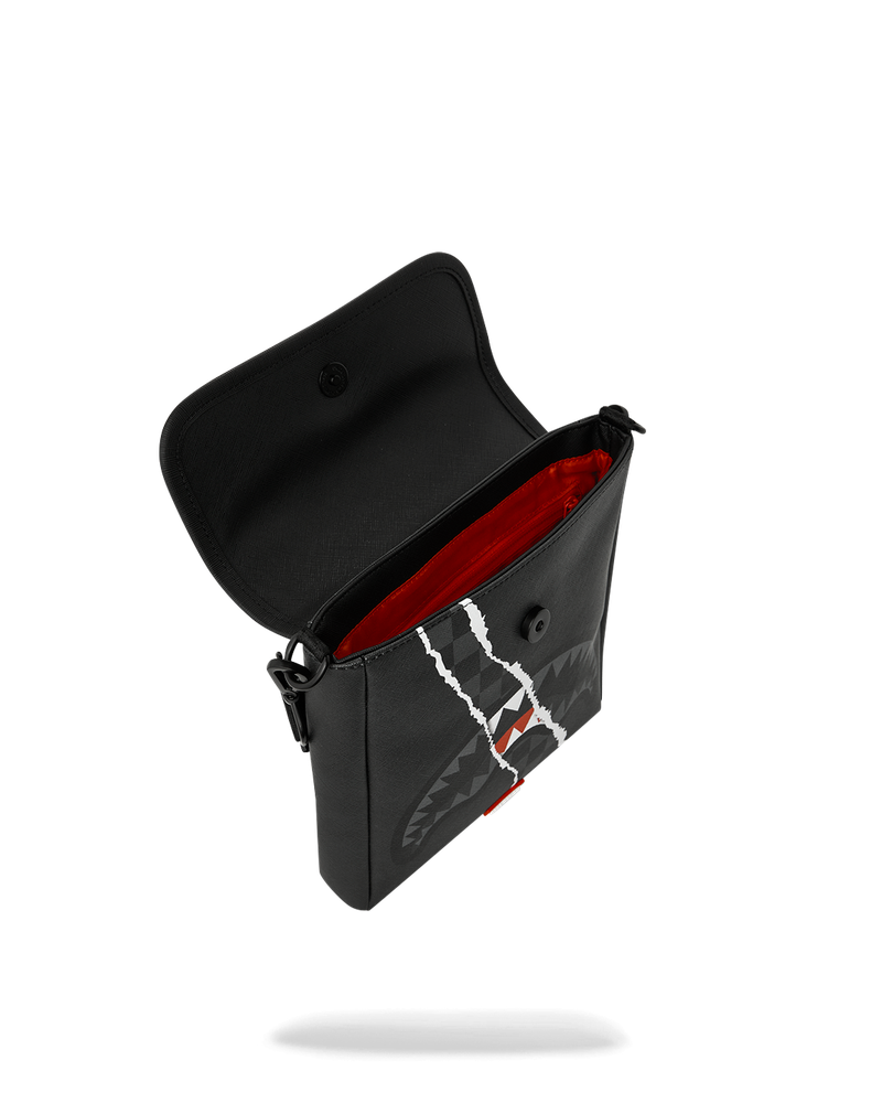 Sprayground Center Rip Revealing Gray Check Messenger Sling