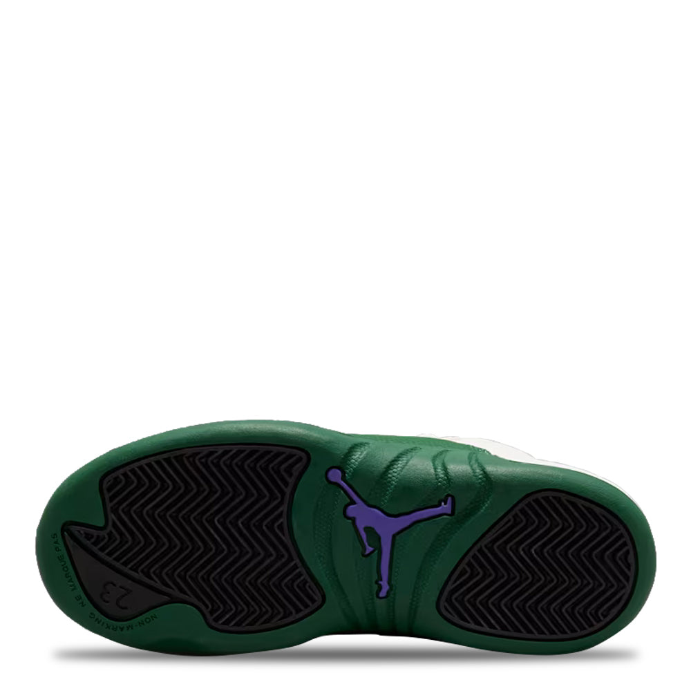 Little Kid's Air Jordan 12 Retro Bucks Summit White/Gorge Green-Black-Fierce Purple 151186-103