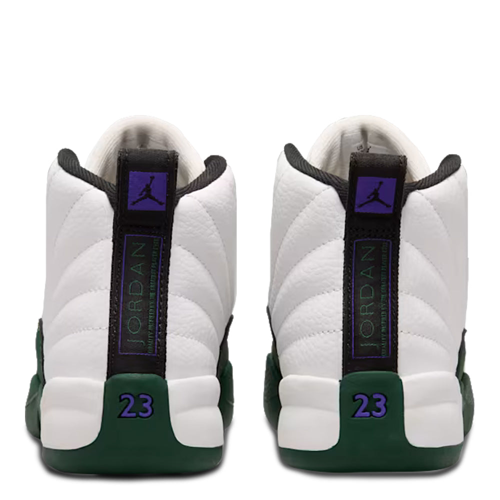 Little Kid's Air Jordan 12 Retro Bucks Summit White/Gorge Green-Black-Fierce Purple 151186-103
