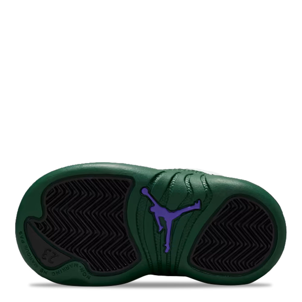 Toddler Air Jordan 12 Retro Bucks Summit White/Gorge Green-Black-Fierce Purple 850000-103