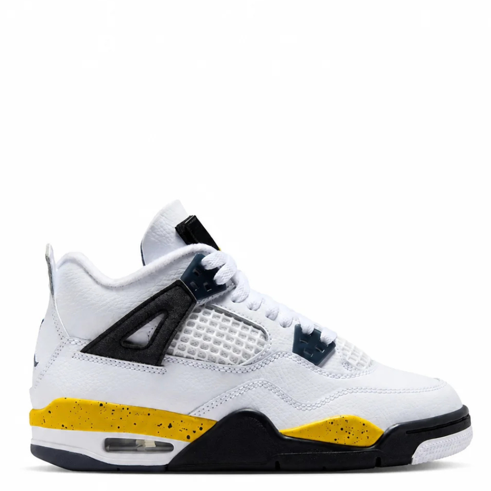 Big Kid's Air Jordan 4 Retro Tour Yellow White/Tour Yellow-Dark Blue Grey-Black 408452-102