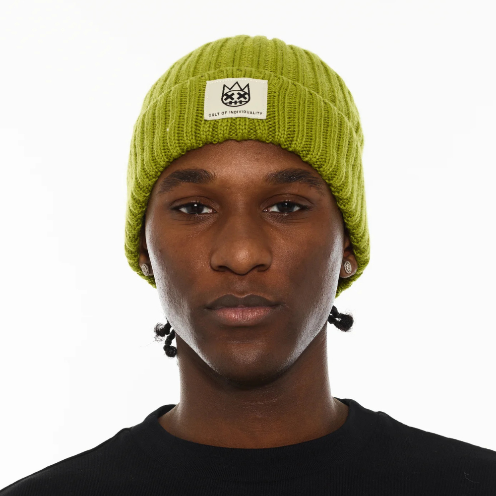 Men's Cult of Individuality Knit Hat in Green Oasis