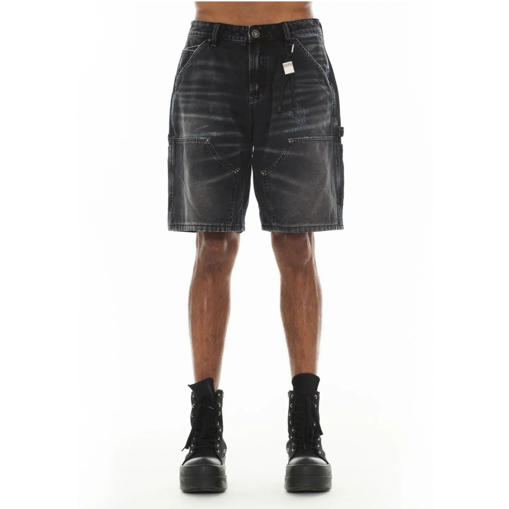 Men's Cult of Individuality Grunge Carpenter Shorts in Black Canvas