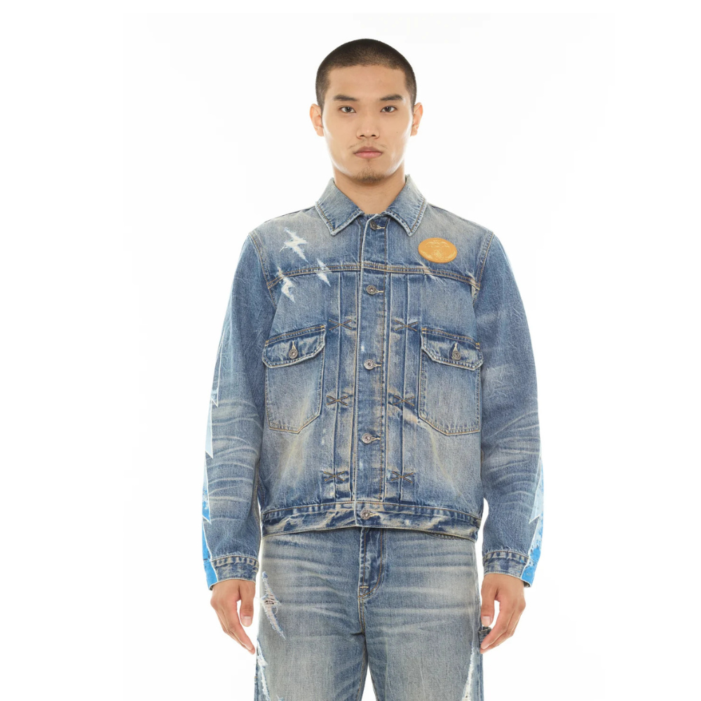 Men's Cult of Individuality Lucky Bastard Classic Denim Jacket in Acid