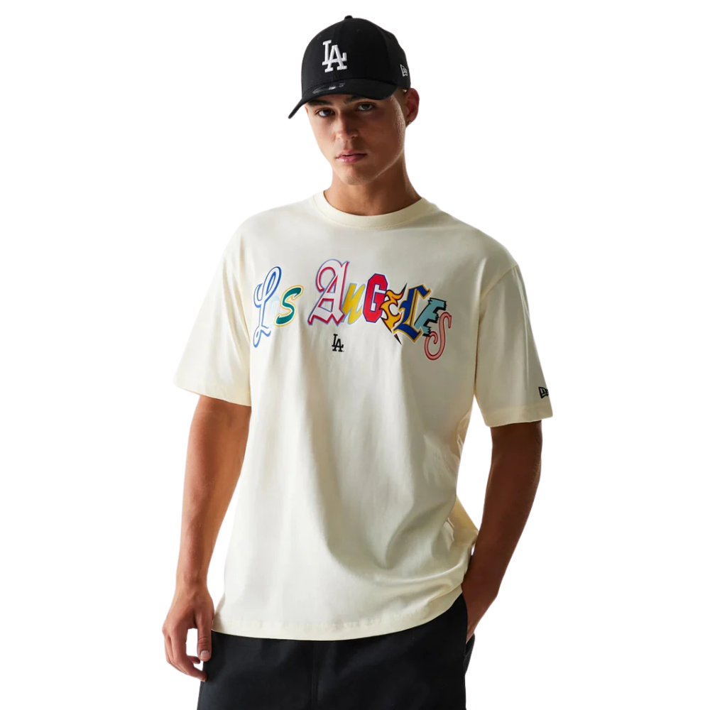 New Era Men's LA Dodgers MLB Life Graphic Cream T-Shirt 1