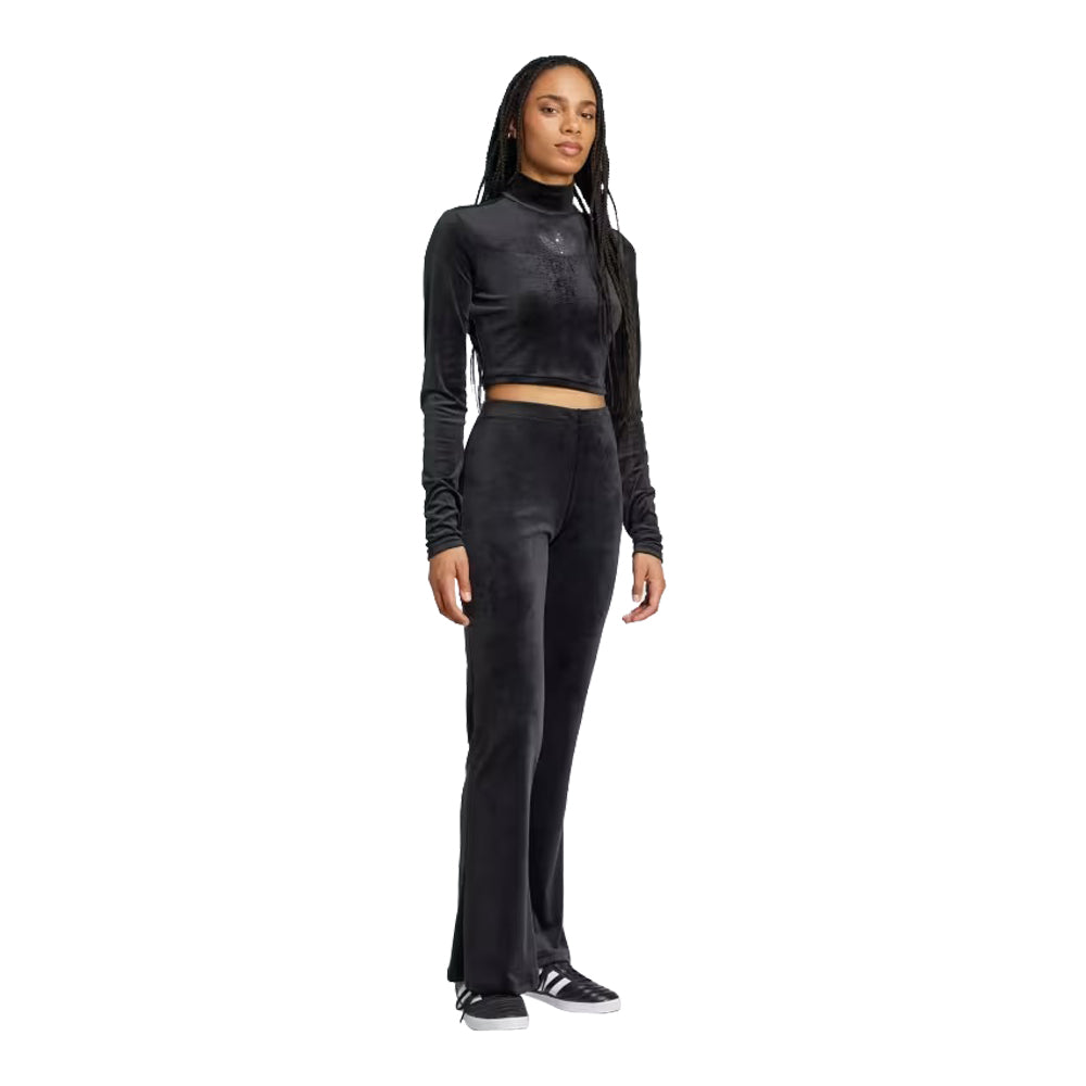 adidas Long Sleeve Rhinestone Trefoil Velvet Crop Top 4