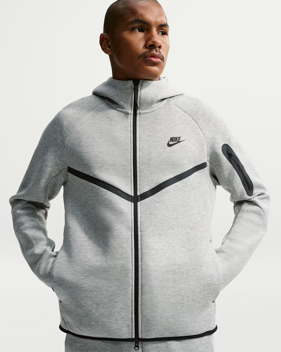 Men's Nike Tech Dark Fleece Windrunner Full-Zip Jacket Grey Heather/Black HV0949-063