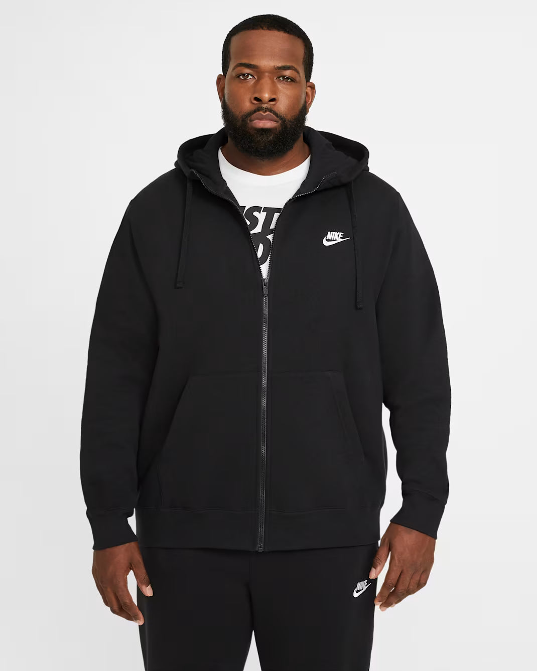 Men's Nike Sportswear Club Fleece Full-Zip Hoodie Black/Black/White BV2645-010