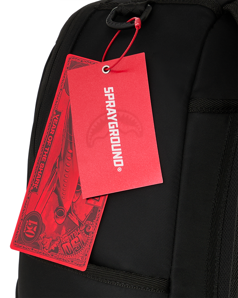 Sprayground Shark Central Black Nylon Gray Embossed Backpack
