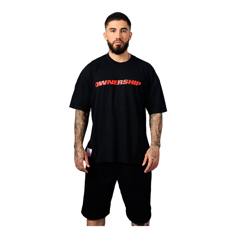 Ownership Men's Solid T-Shirt - Black & Red 2