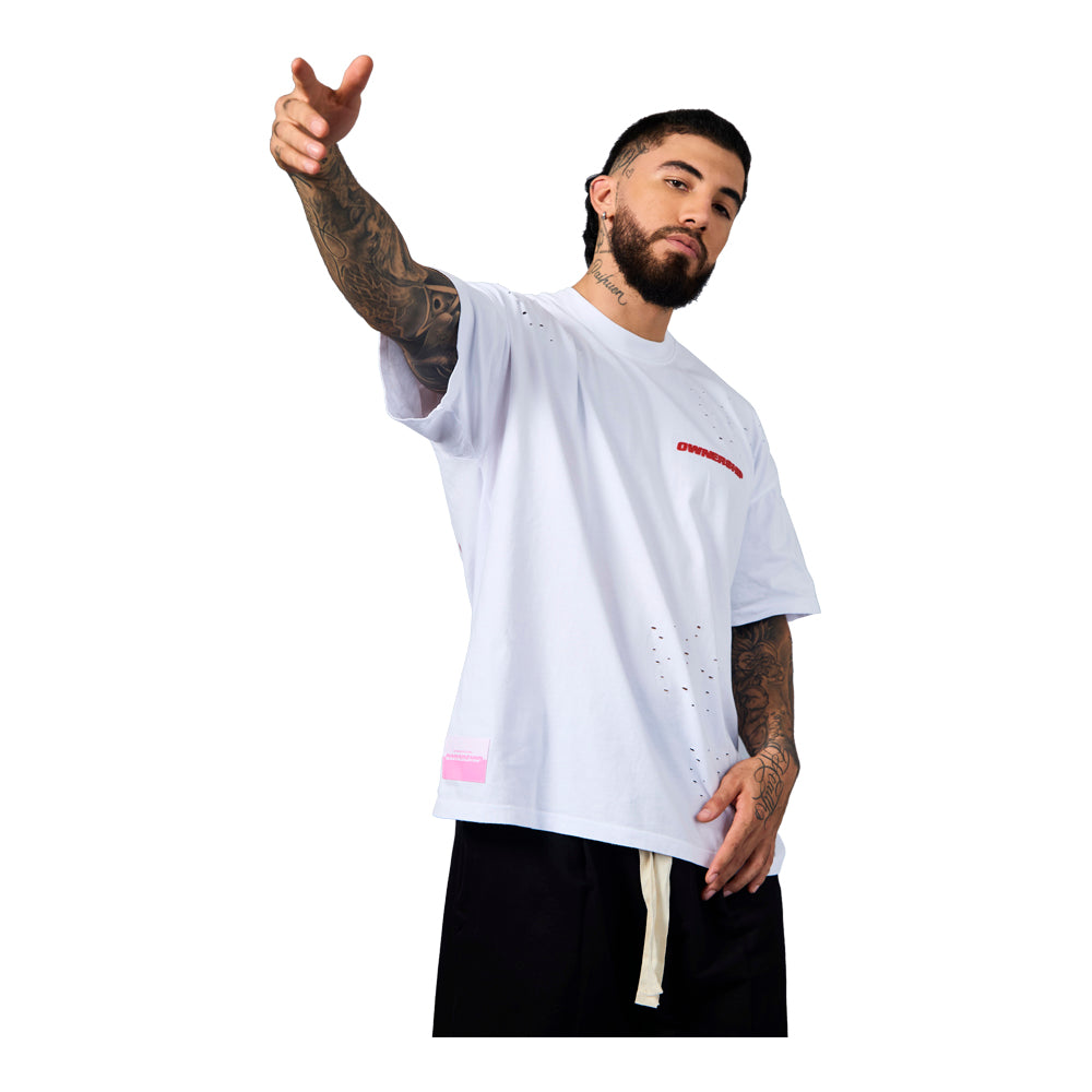 Ownership Men's Solid T-Shirt - White & Red 7