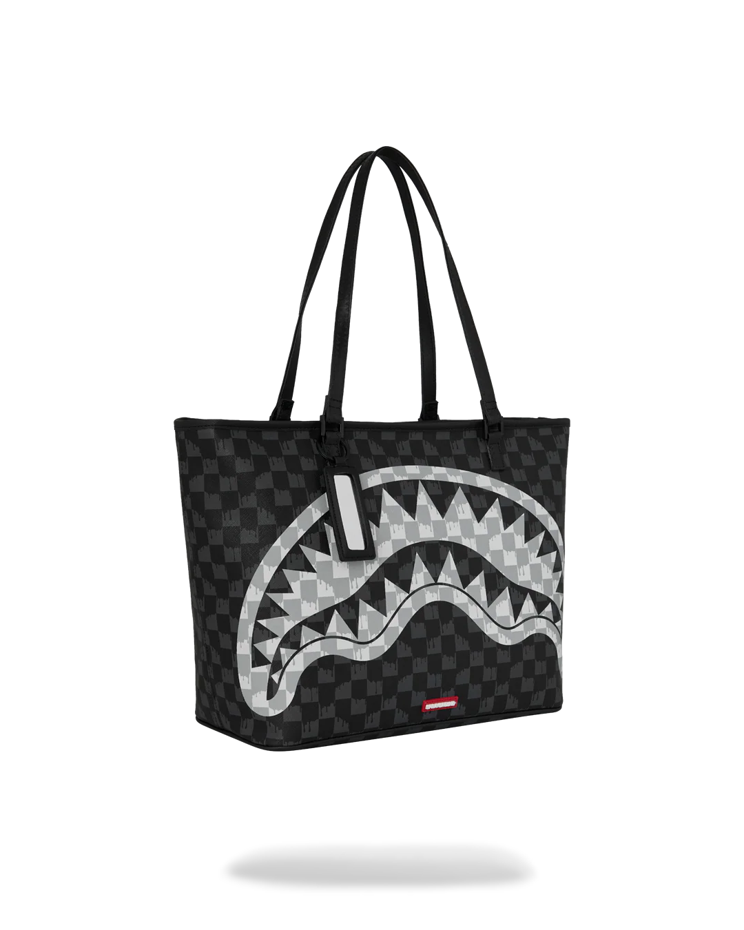 Sprayground Black And White Drip Check Shark Tote