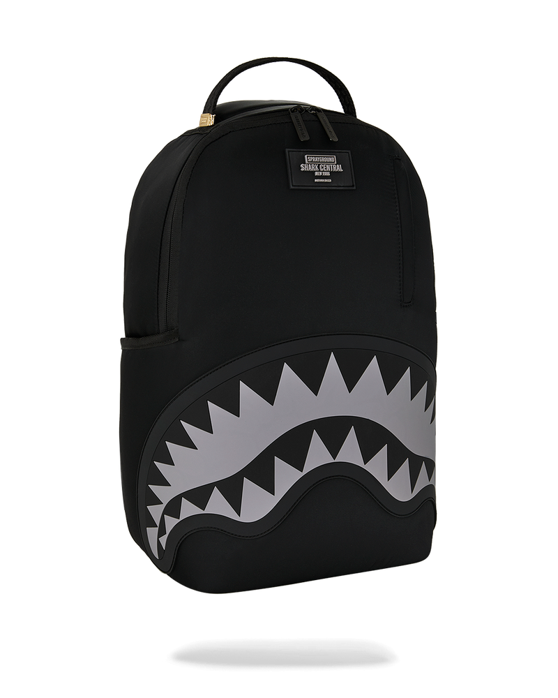 Sprayground Shark Central Black Nylon Gray Embossed Backpack