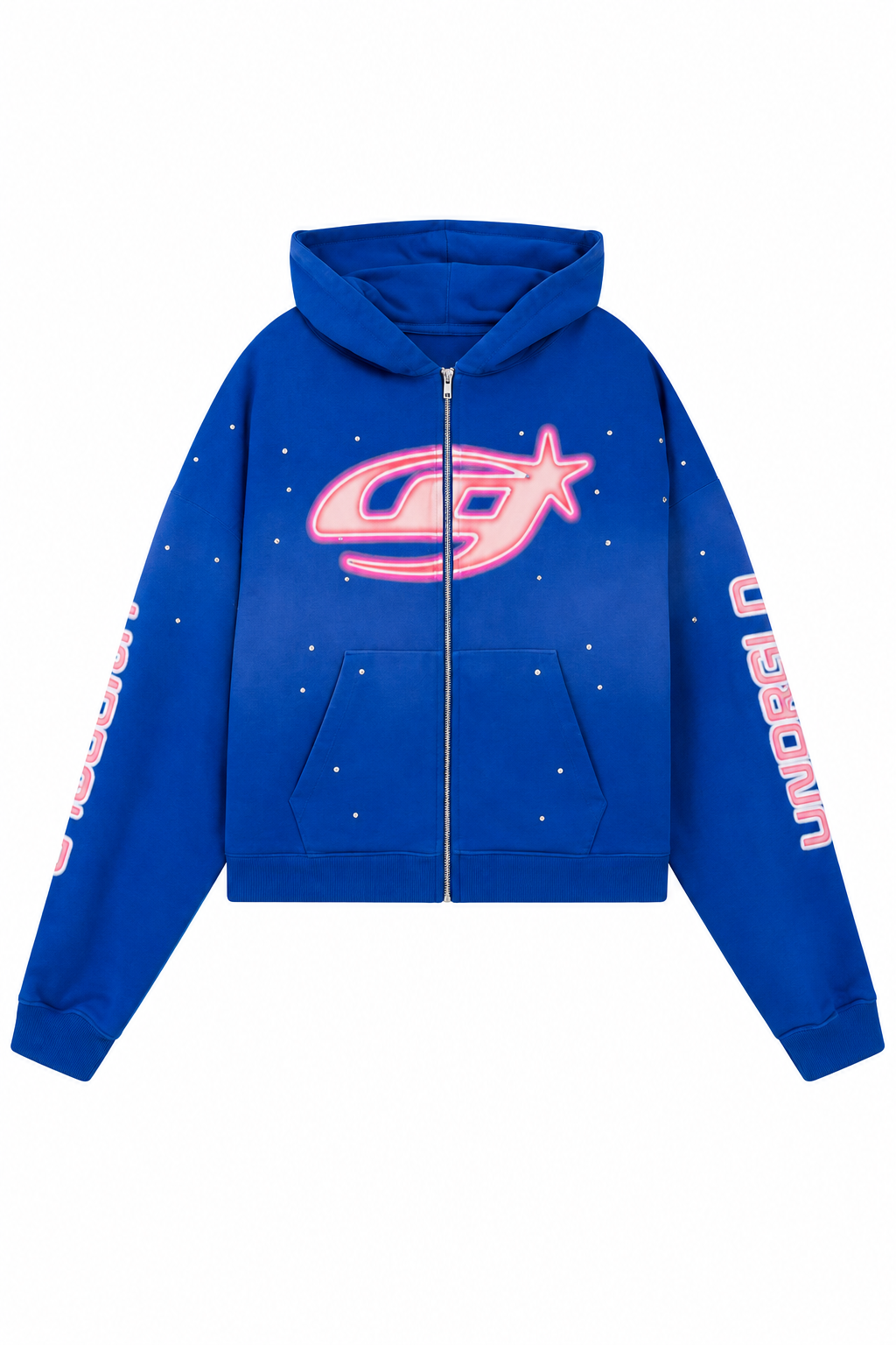 Men's Undergold Act 1 Neon Zip Up Boxy Fit Hoodie Electric Blue act1zipuphdy-blue