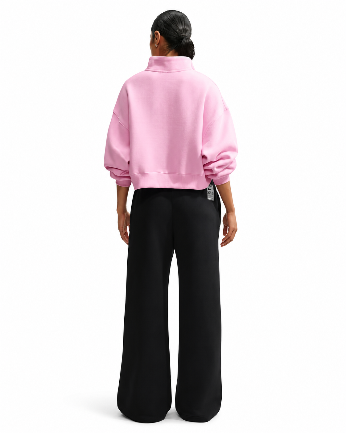 Women's Nike Studio Fleece Oversized 1/4-Zip Cropped Top Pink Rise/Sail IM8501-621