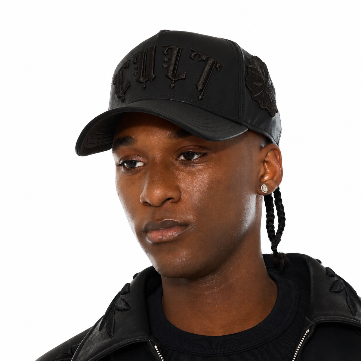 Men's Cult of Individuality El Alfa 5 Panel A-Frame Trucker Hat Flower Black 625bc-ch112a-blk