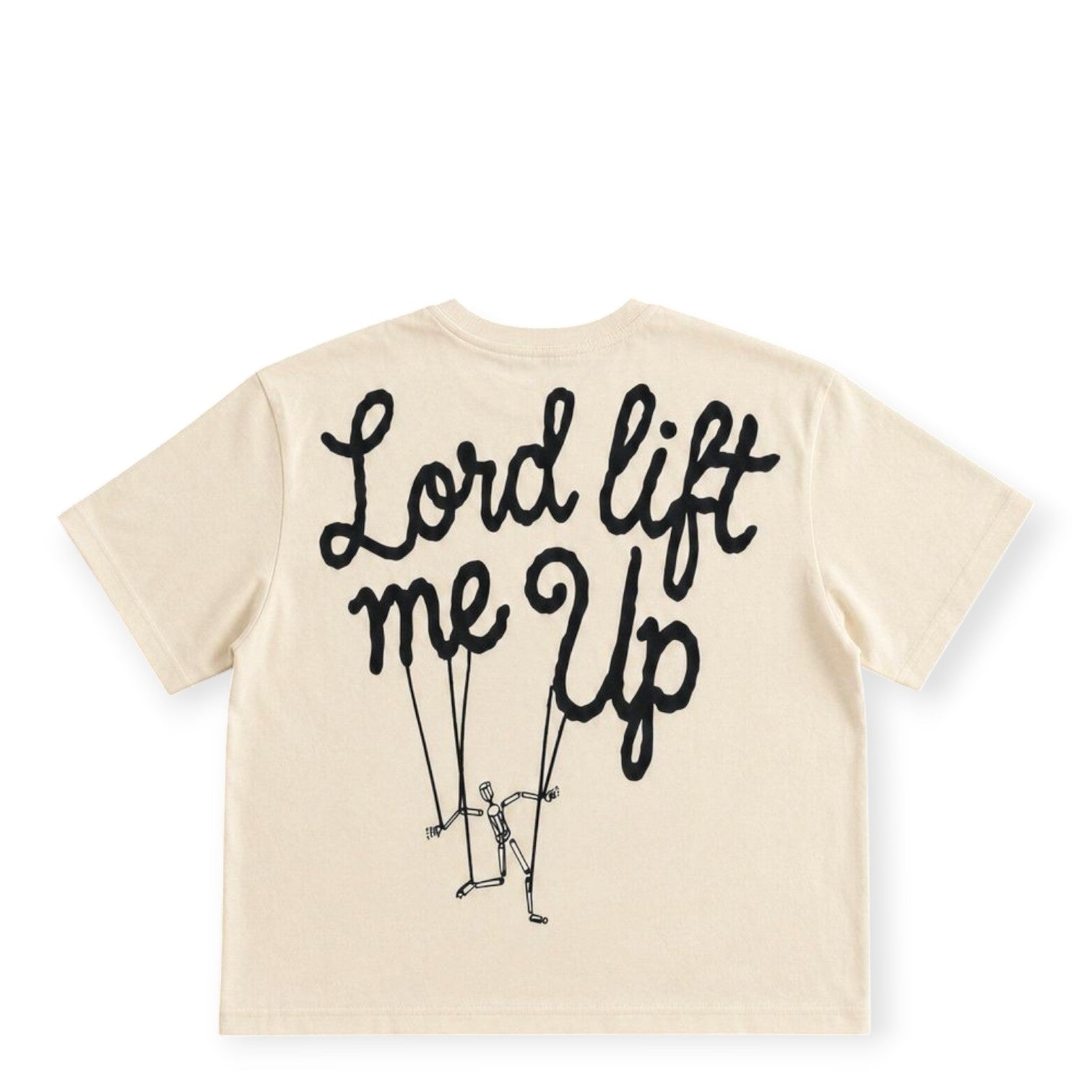 City Jeans beige cotton t-shirt with Lord Lift Me Up graphic print on the back and dropped shoulder fit