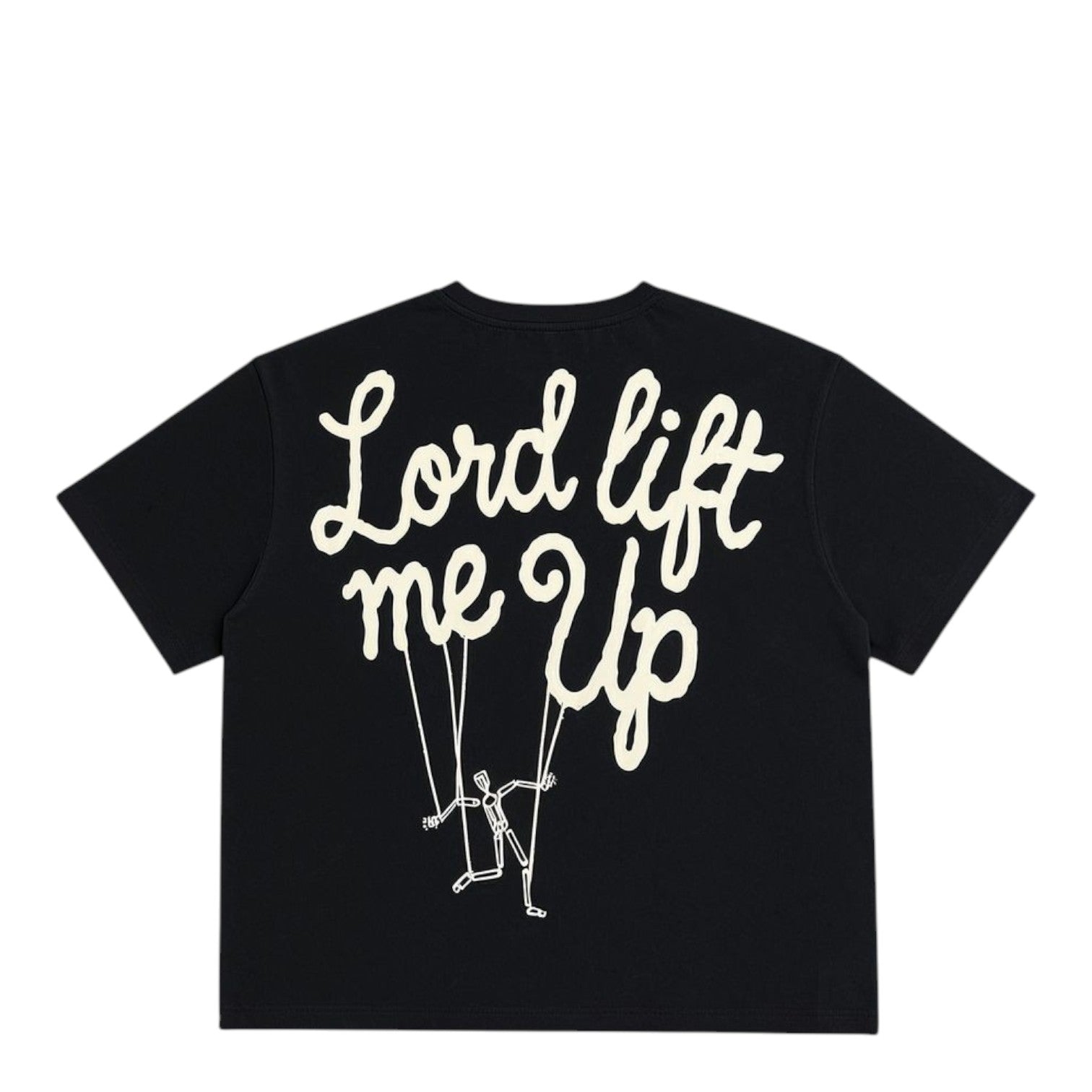 City Jeans black cropped t-shirt featuring Lord Lift Me Up graphic print on the back with dropped shoulders