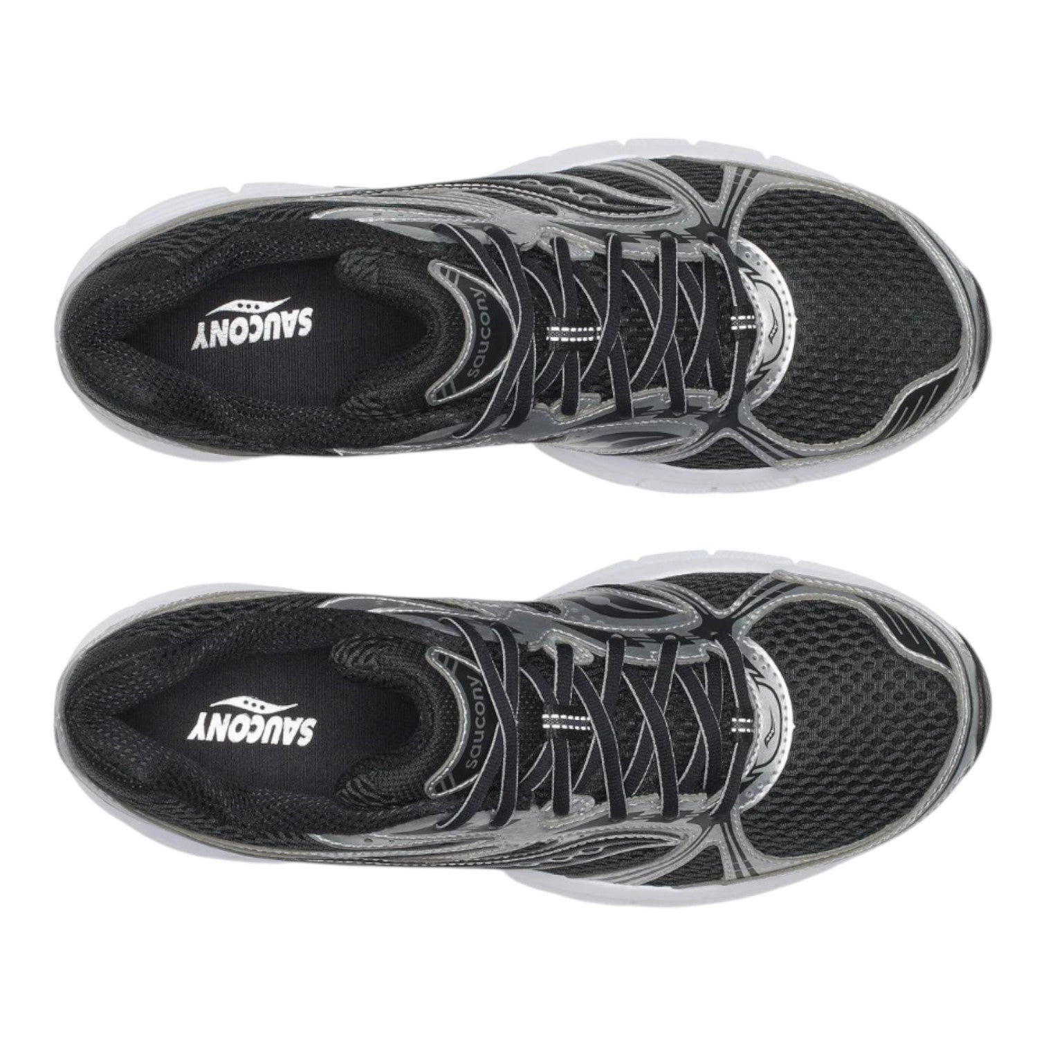 City Jeans Saucony Grid Legacy men's sneakers in black with mesh upper, reflective details, and cushioned sole.