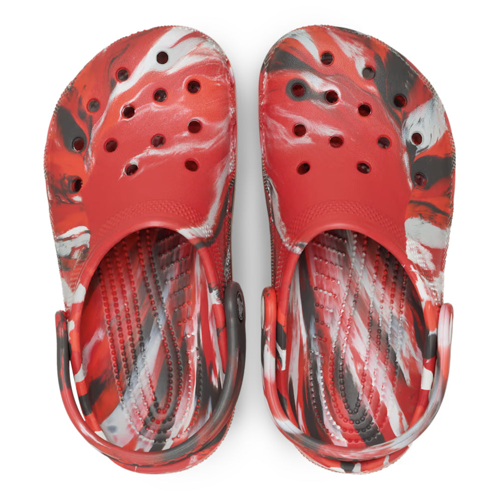 Crocs Kids' Classic Marbled Clog - Red/Black Marble 2