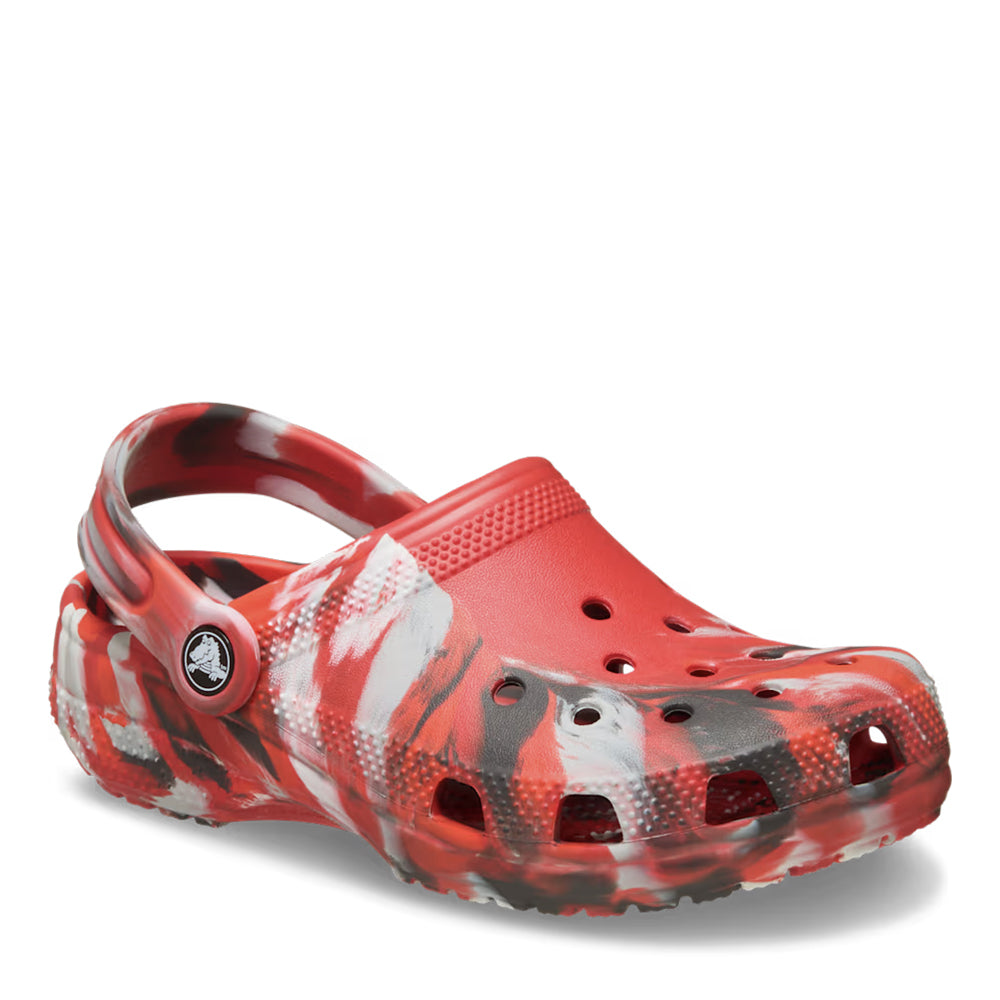 Crocs Kids' Classic Marbled Clog - Red/Black Marble 4