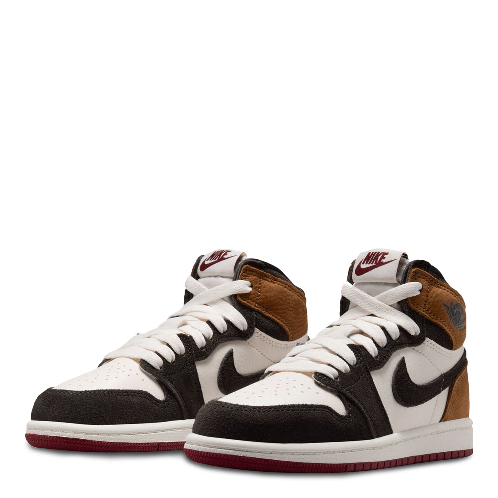 Air Jordan 1 Retro High OG Little Kid's Love Letter Shadow Brown/Shadow Brown-Soft Pearl-Light British Tan-Team Red FD1412-201