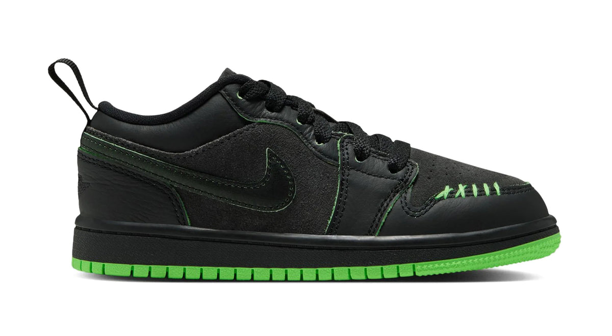 Little Kid's Jordan 1 Low SE Black/Black/Scream Green/Dark Smoke Grey IV5265-001