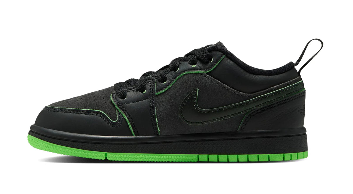 Little Kid's Jordan 1 Low SE Black/Black/Scream Green/Dark Smoke Grey IV5265-001