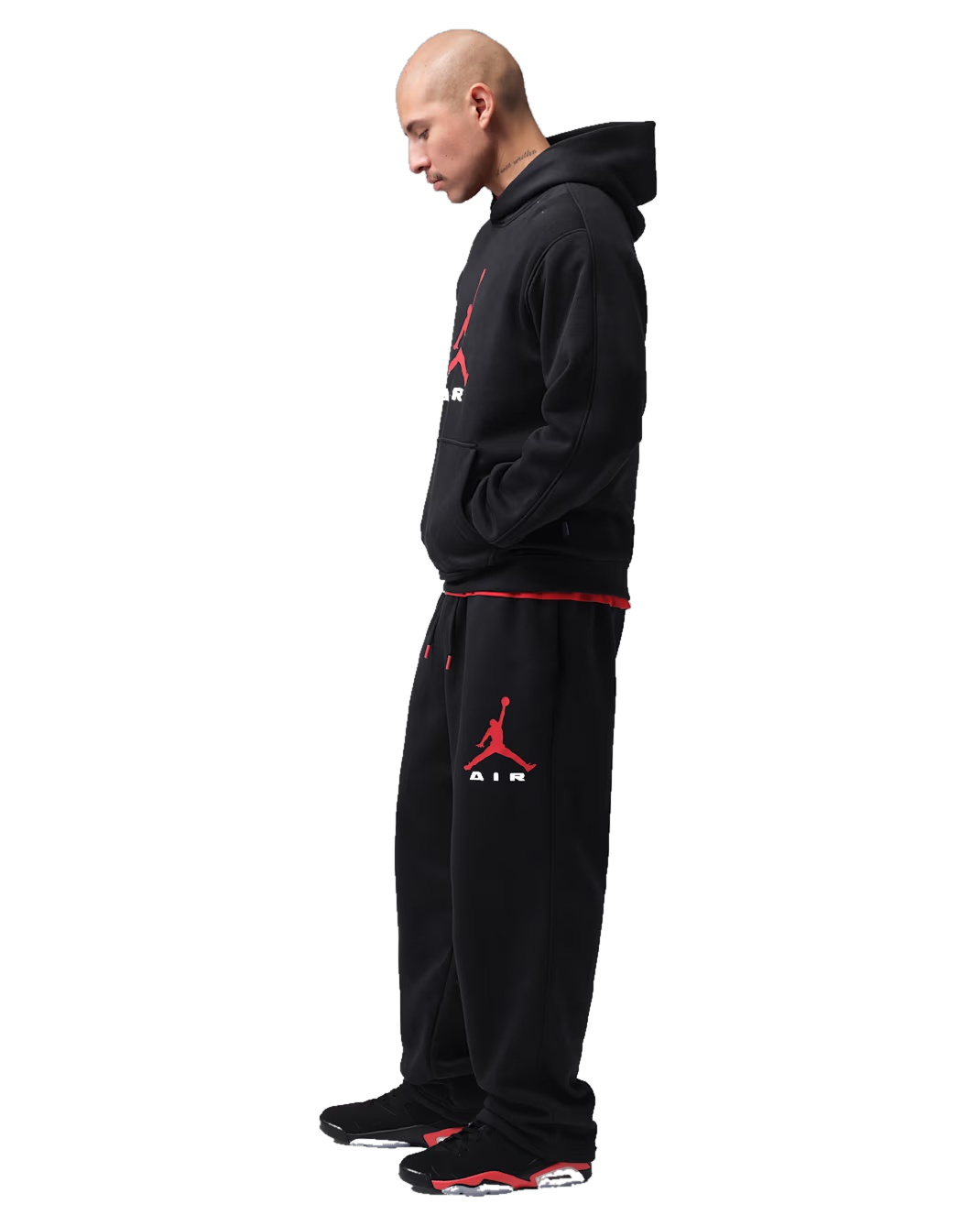 Men's Jordan Brooklyn Open-Hem Trousers Black/University Red IX6210-010