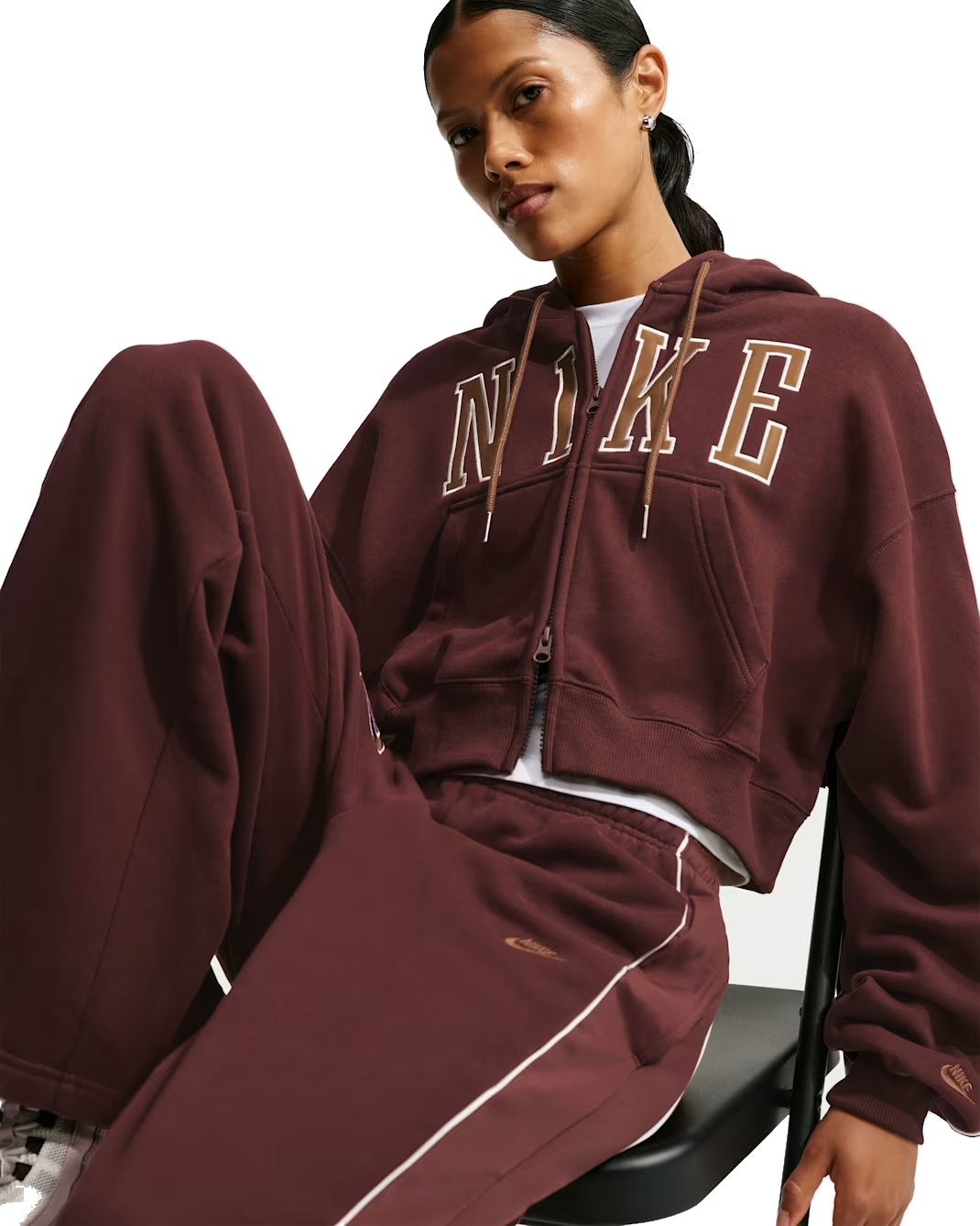 Women's Nike Studio Fleece Medium Weight Oversized Full-Zip Cropped Hoodie IU1130-658