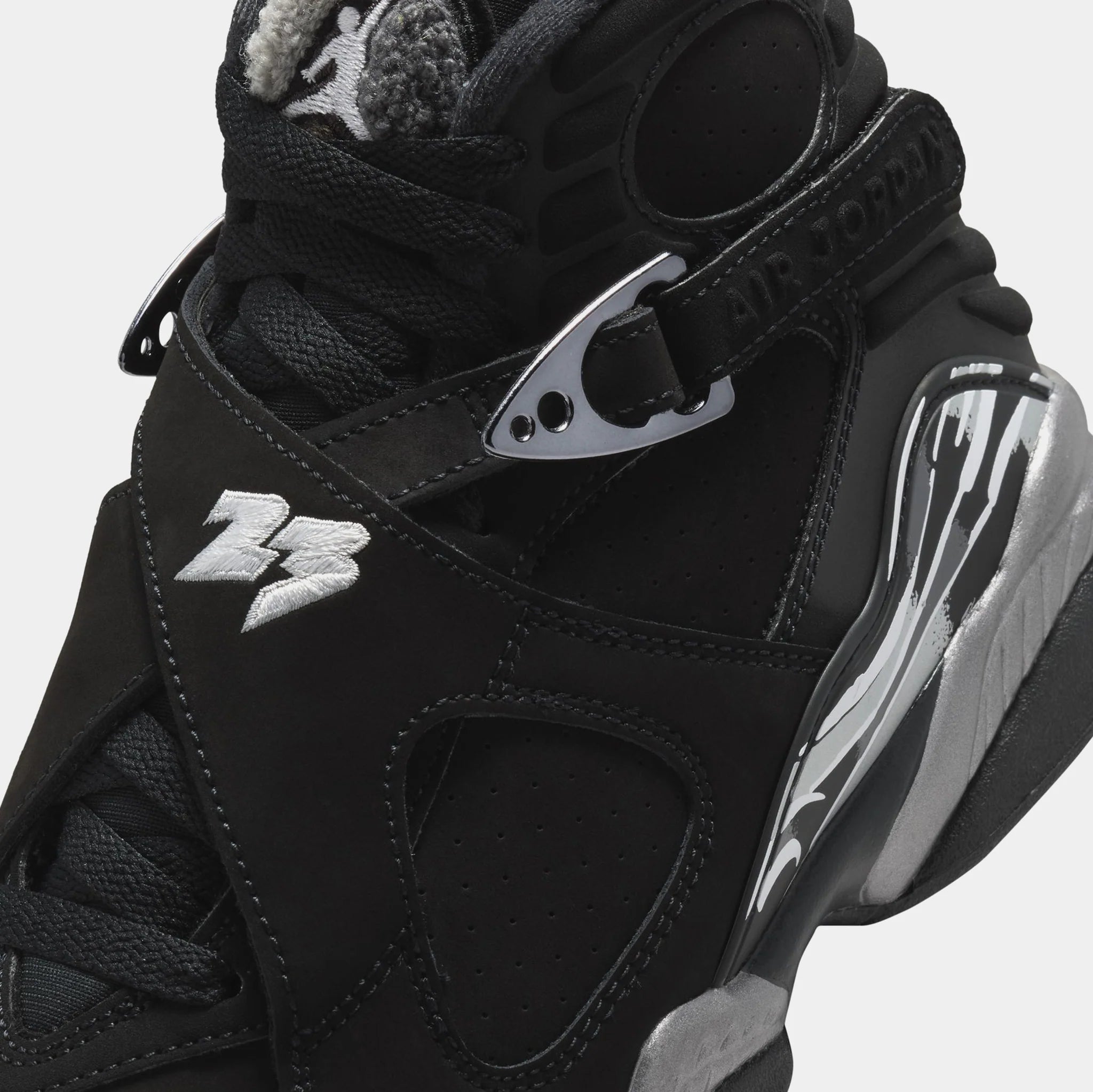 Big Kid's Air Jordan 8 Retro Chrome Black/Chrome 305368-007