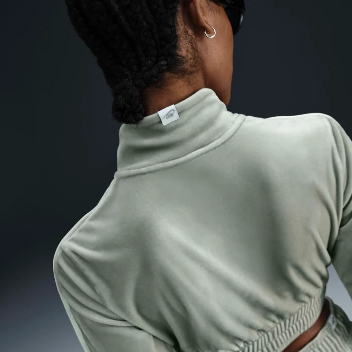 Women's Nike Sportswear Collection Cropped Velour Full-Zip Top Jade Horizon/Sail/Sail FZ3679-370