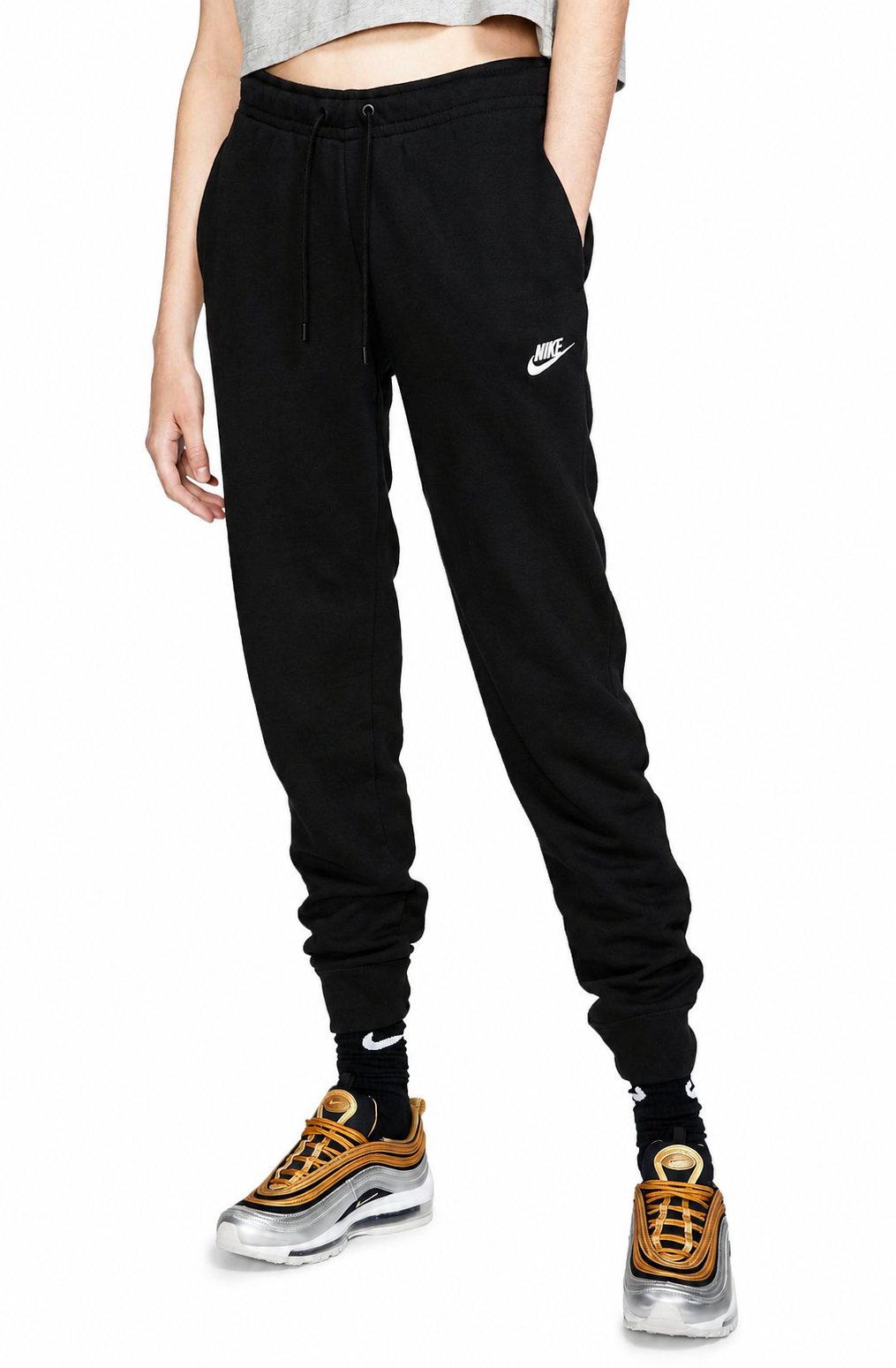 Women's Nike Sportswear Essential Fleece Pants Black/White BV4095-010
