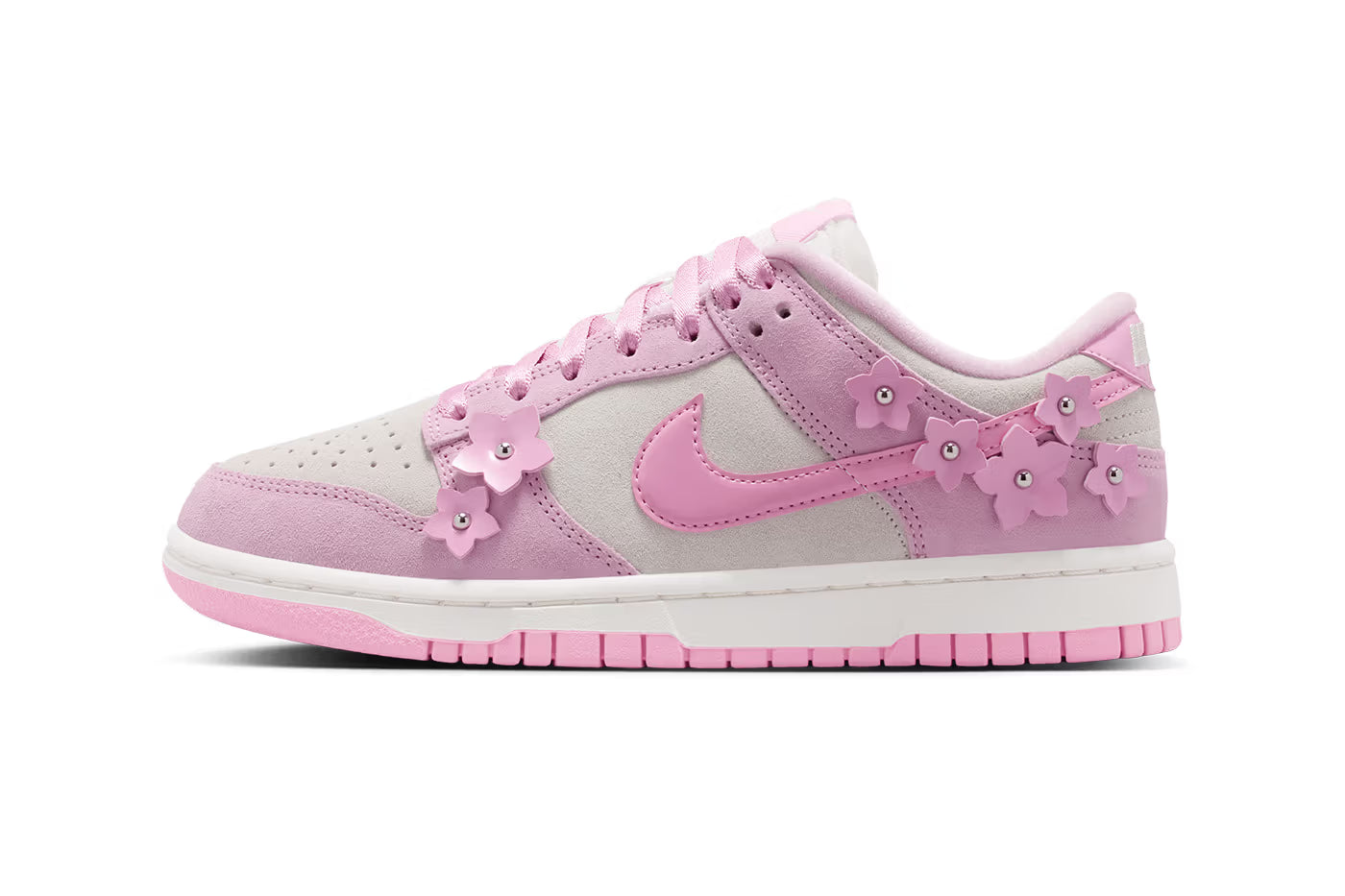 Women's Nike Dunk Low SE IV4726-600 Pink Foam/Pink Rise/Sail/Metallic Silver