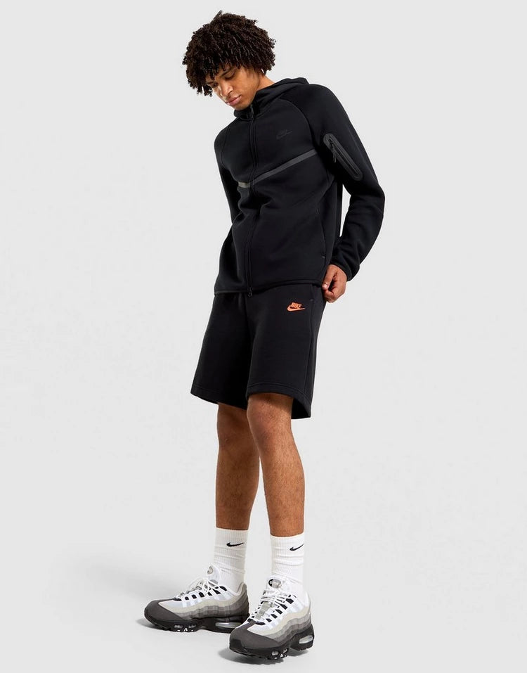 Men's Nike Tech Fleece Shorts - Black & Orange