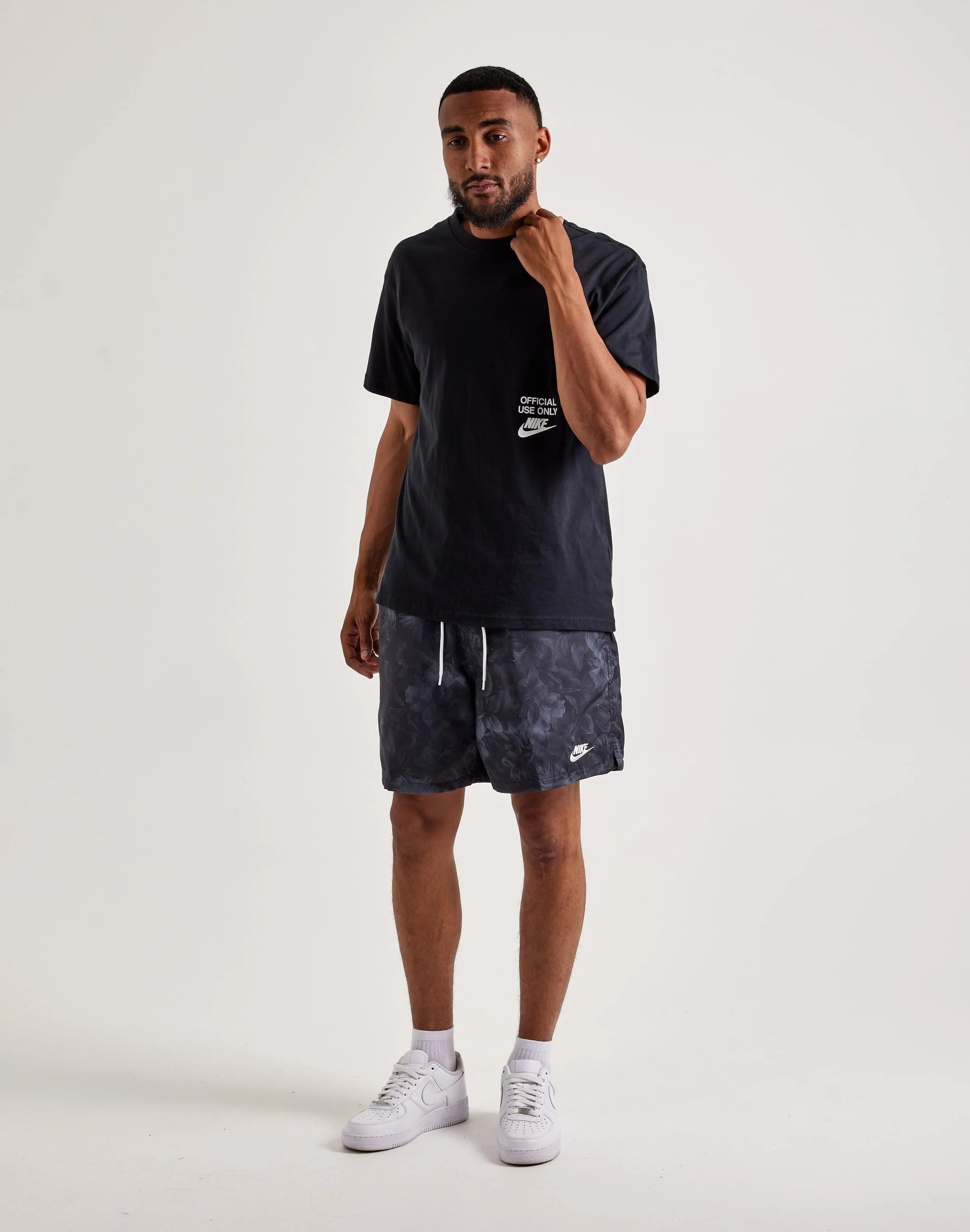 Men's Nike Club Flow Woven Shorts - Black/White 5