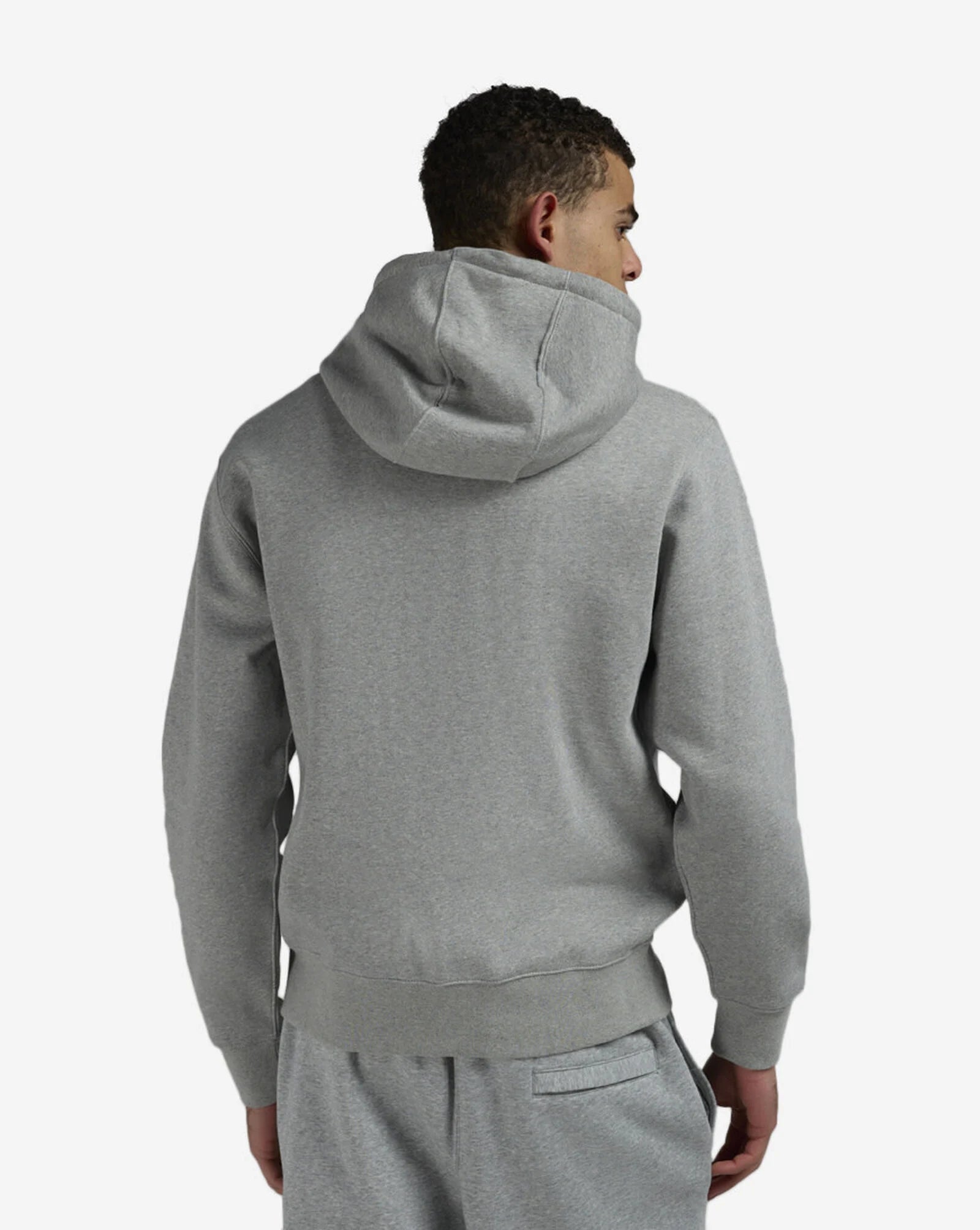 Men's Nike Club Full-Zip Fleece Hoodie -Dark Grey Heather/Light Smoke Grey/White 2