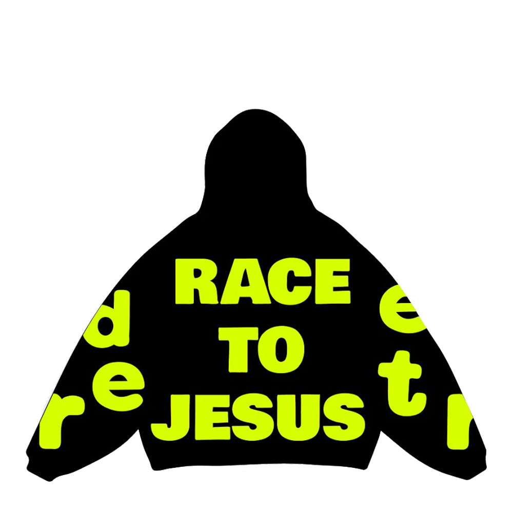 Red Letters Men's Race To Jesus Scattered Hoodie - Black 2