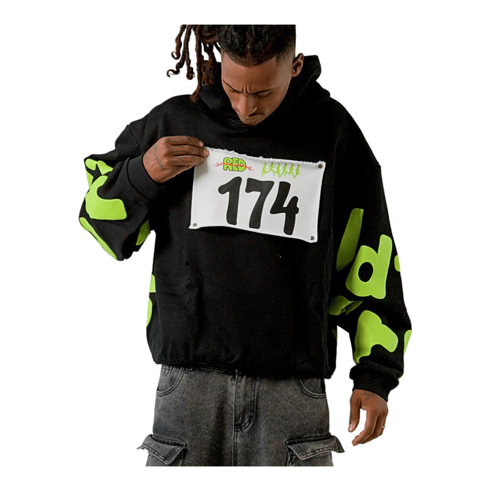 Red Letters Men's Race To Jesus Scattered Hoodie - Black 5