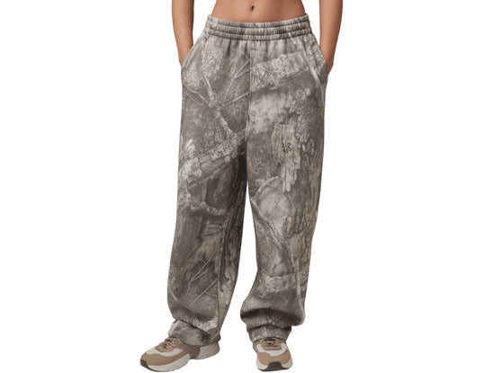 Women's Jordan Brooklyn Fleece Relaxed Wide Leg Realtree Pants White/Bright Citron IU7253-100