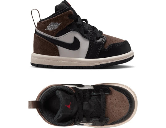 Toddler Air Jordan 1 Mid Black/Palomino-University Red DQ8425-007