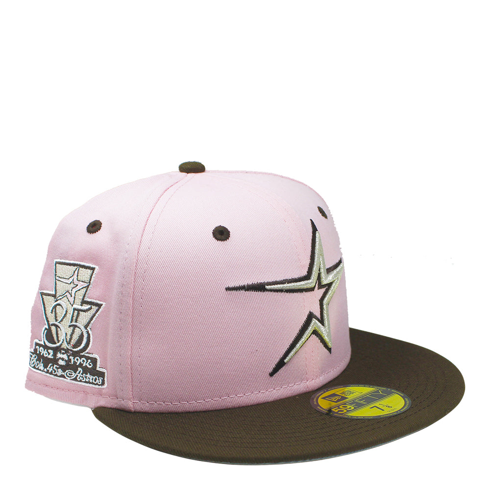 HOUSTON ASTROS 45TH ANNIVERSARY BROWN PINK BRIM NEW ERA FITTED HAT