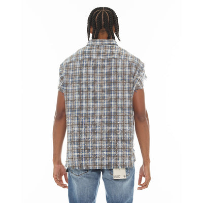 Men's Cult of Individuality Sleeveless Woven Shirt Blue 626a4-ws79a-skyblu