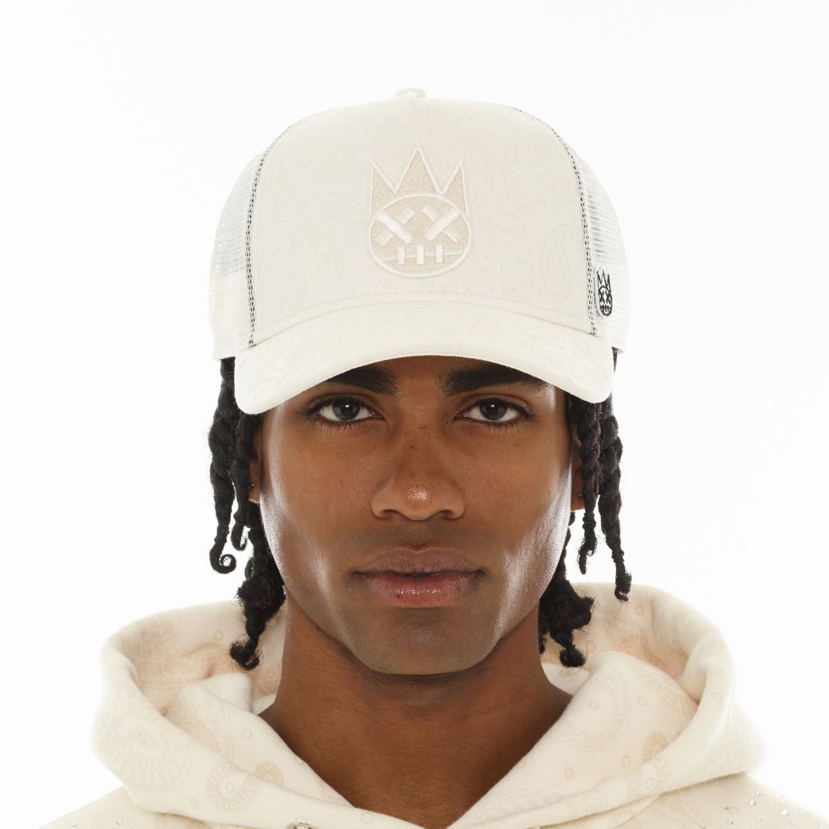 Men's Cult of Individuality Paisley Trucker Hat Winter White 626AC-CH60A-WIWH