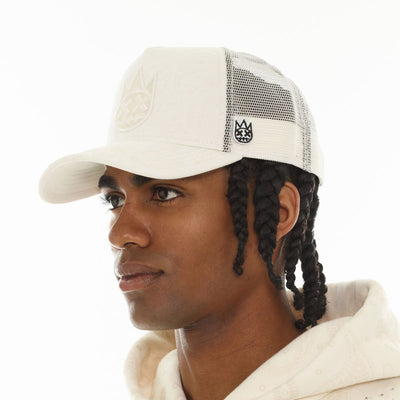 Men's Cult of Individuality Paisley Trucker Hat Winter White 626AC-CH60A-WIWH
