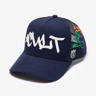 Men's Cult Of Individuality Graffiti Trucker Hat Blue 626ac-ch66a-mibl